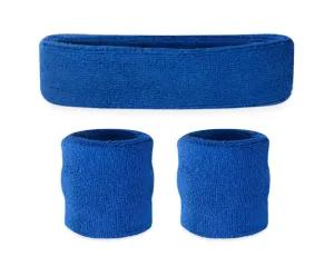 3 Pieces Elastic Sport Headband Wristband Set - Blue