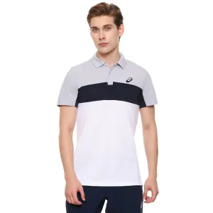 ASICS Men's Color Blocked Polo Top (Piedmont Grey/Brilliant White)