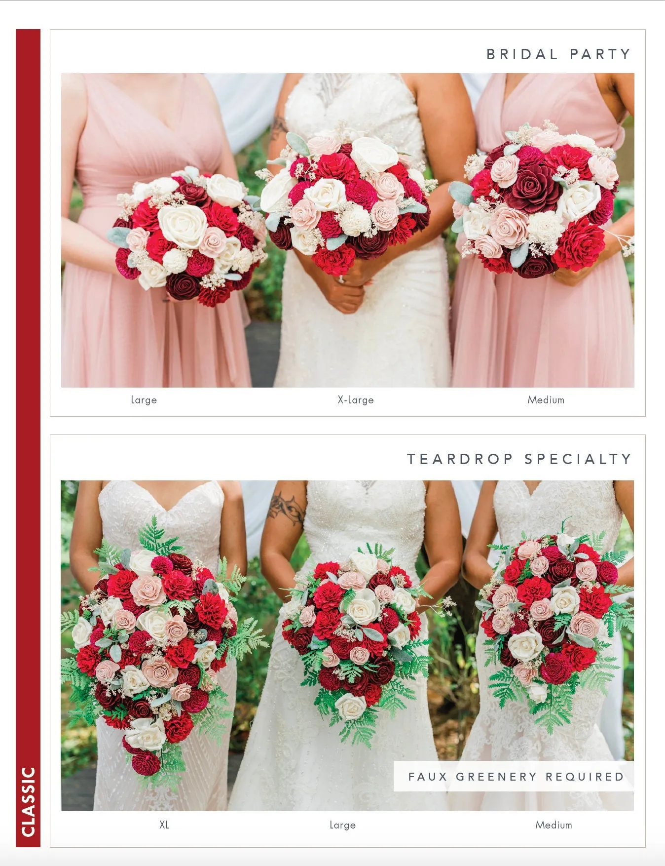 Classic Bridesmaid Sola Flower Bouquet Red & Blush