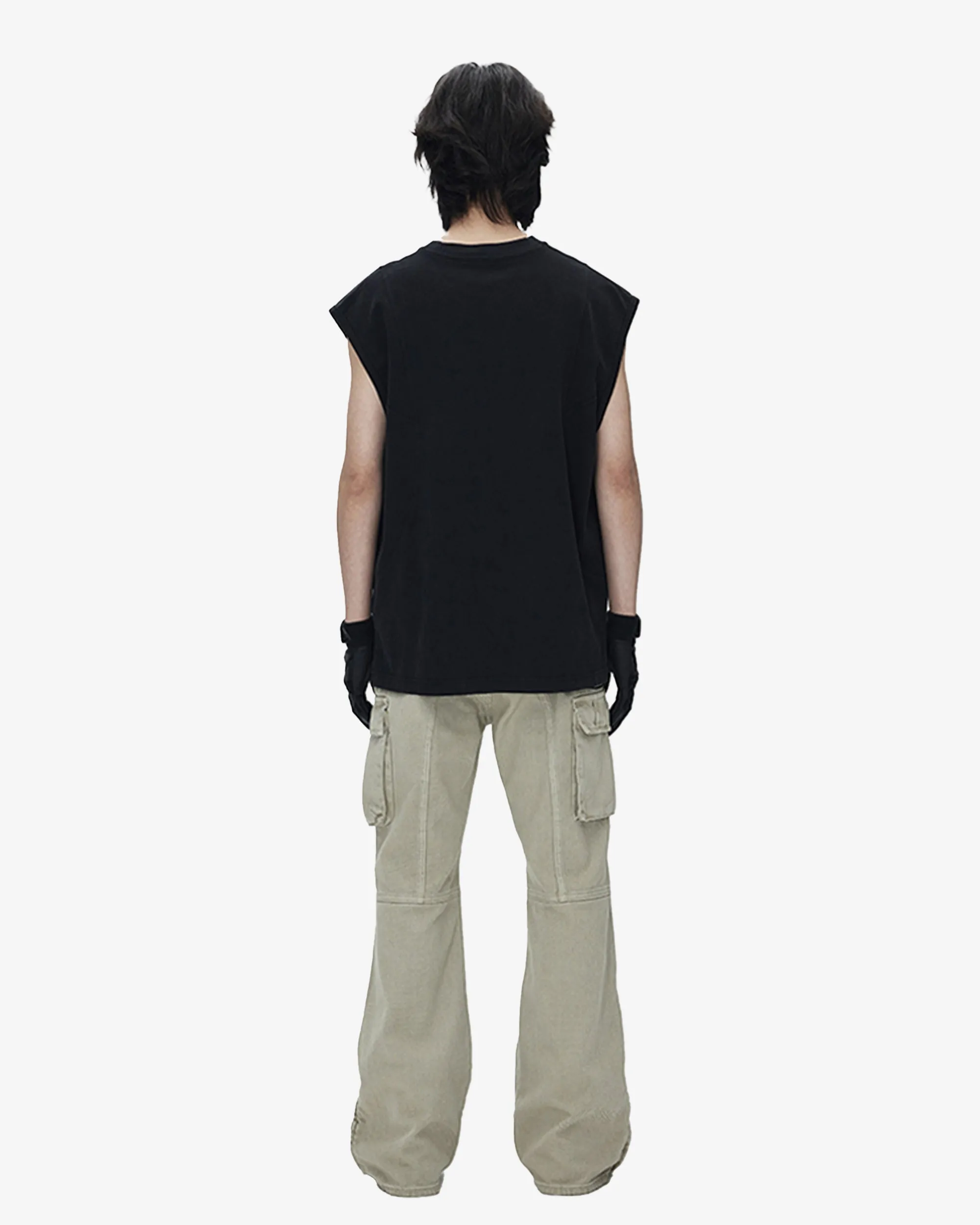 Dark Wash Wide Extended Shoulder Tank Top Shirt