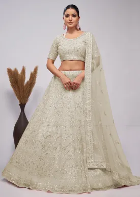 Designer Ivory White Floral Embroidered Bridal Lehenga Choli