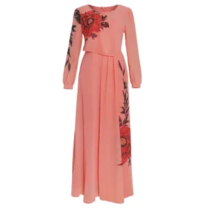 Floral Long Sleeve Plus Size Abaya