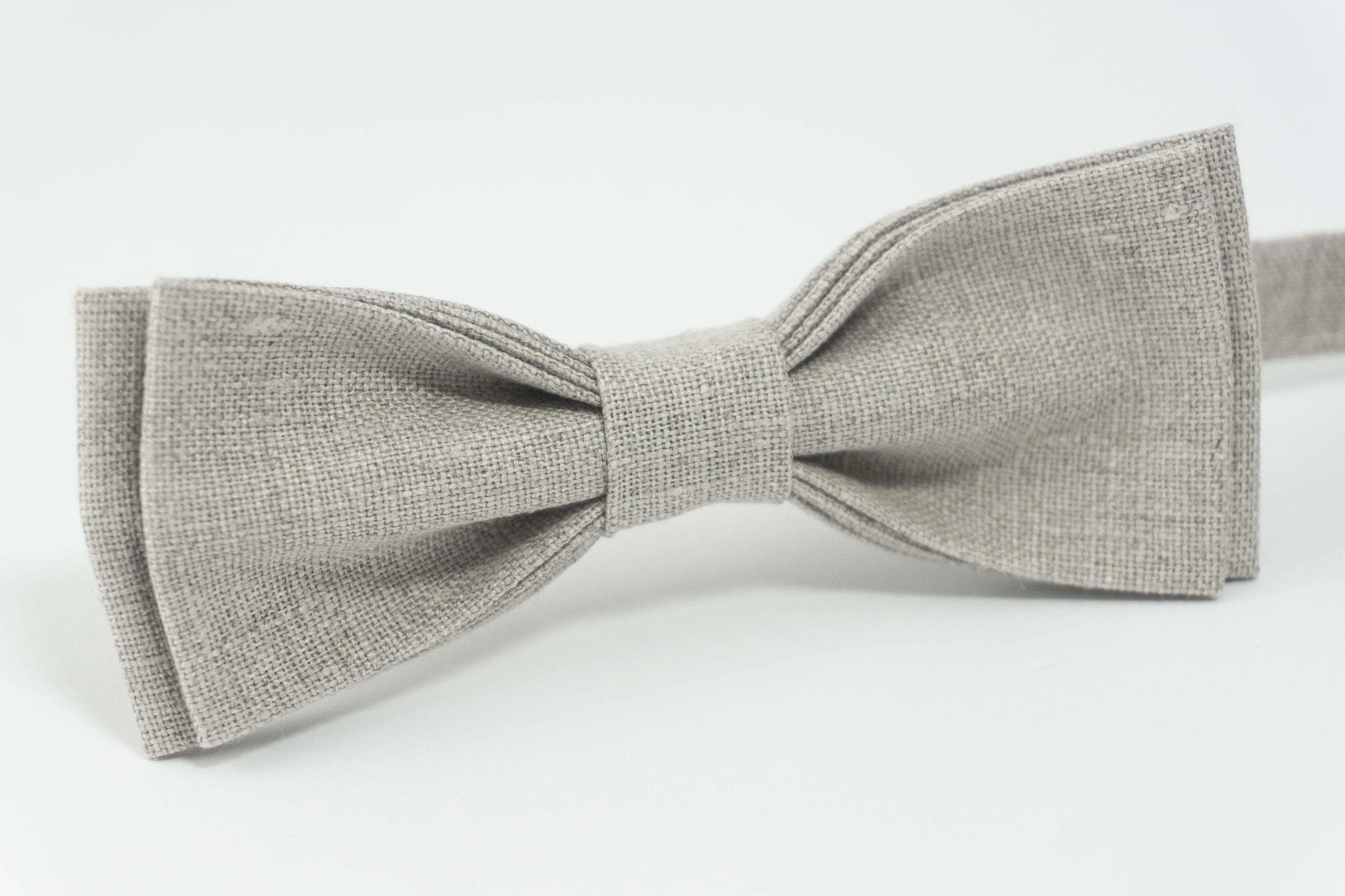 Gray Natural linen bow tie |  Gray wedding bow ties