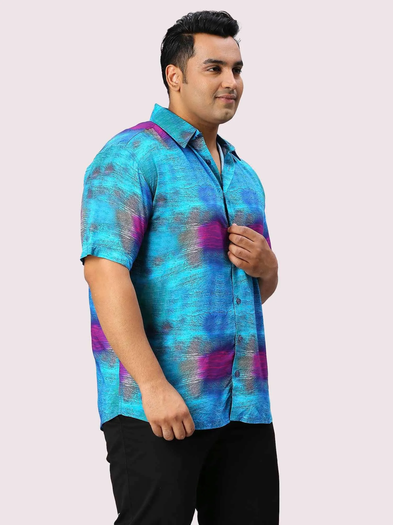 Oceanic Digital Printed Half Sleeve Men's Plus Size Shirt