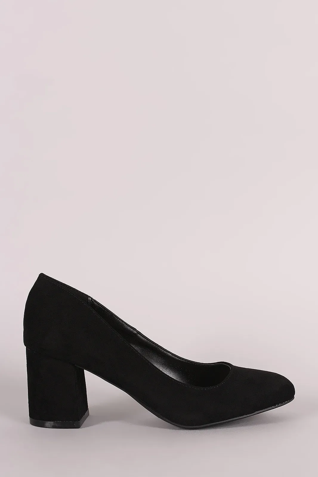 Qupid Suede Chunky Mid-Heel Pump