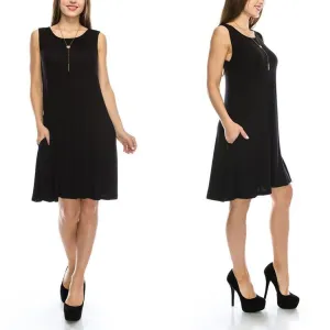 Sleeveless Tunic Dress with Pockets - Assorted Sizes