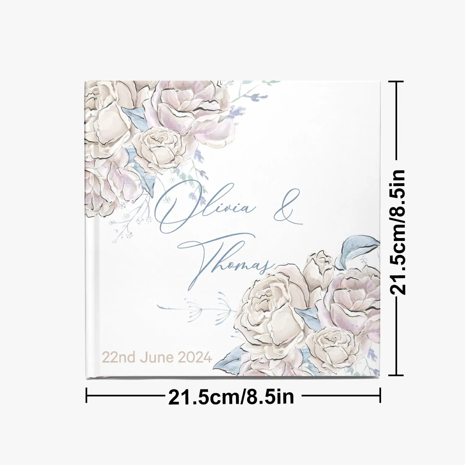 Square Wedding Guest Book, Romance Floral, Personalised