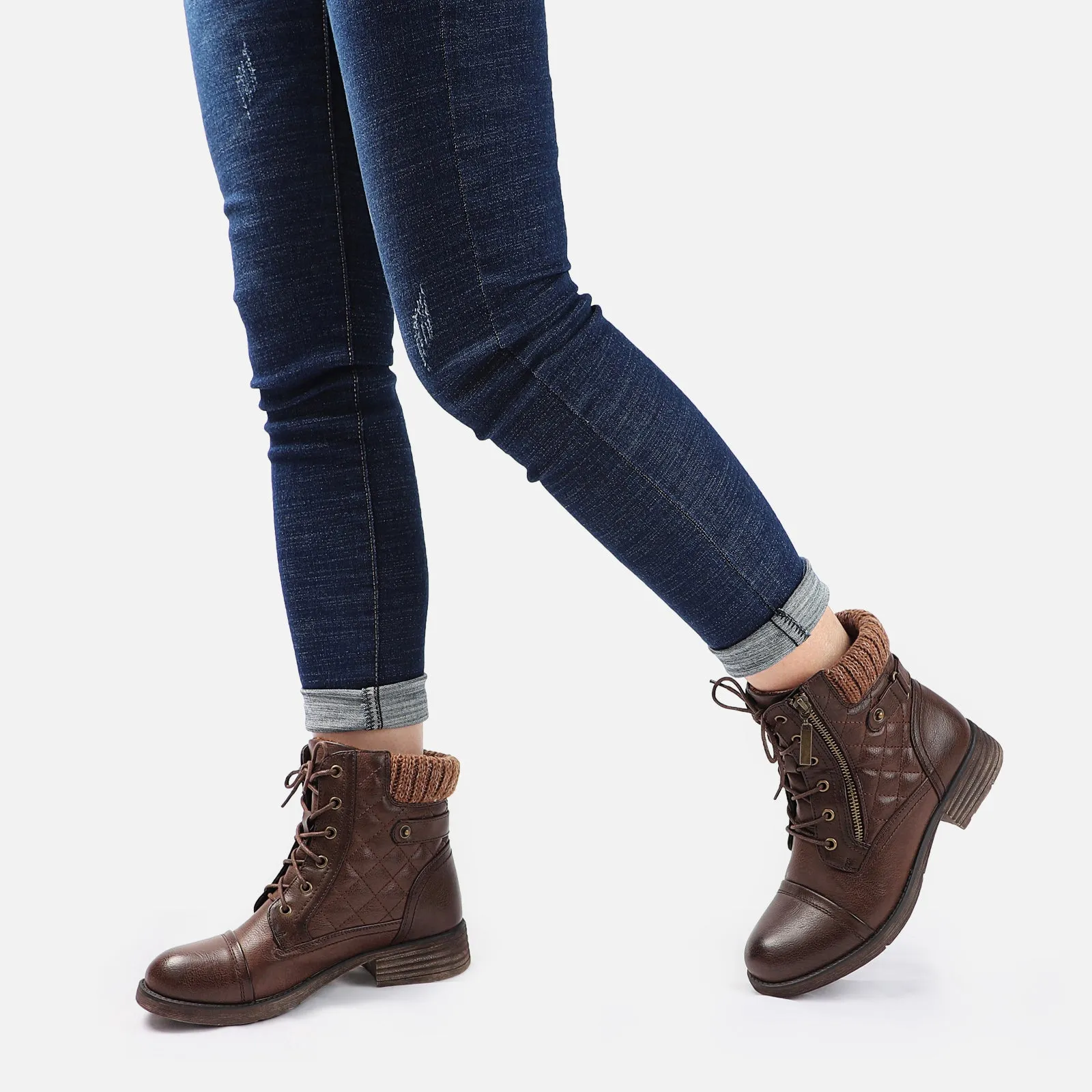 STQ Women's Combat Ankle Boots