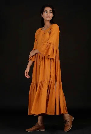 Tangerine Orange Flared Dress