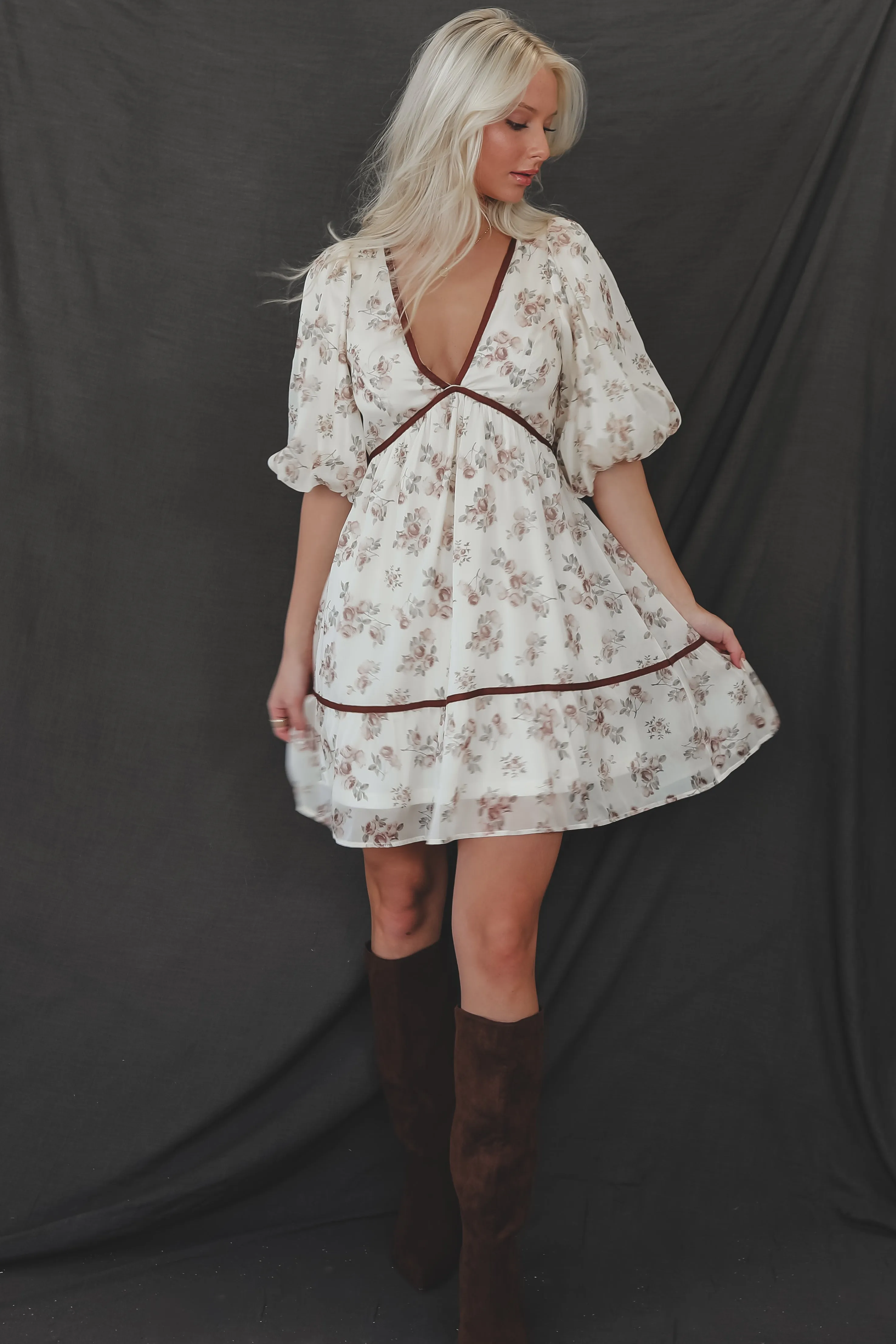 This Little Cutie Cream Floral Dress