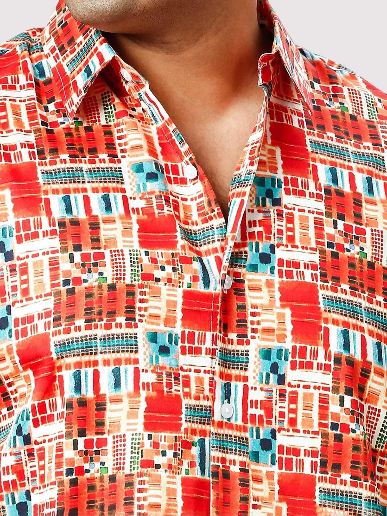 Tobasco Blocks Digital Printed Half Sleeve Shirt Men's Plus Size