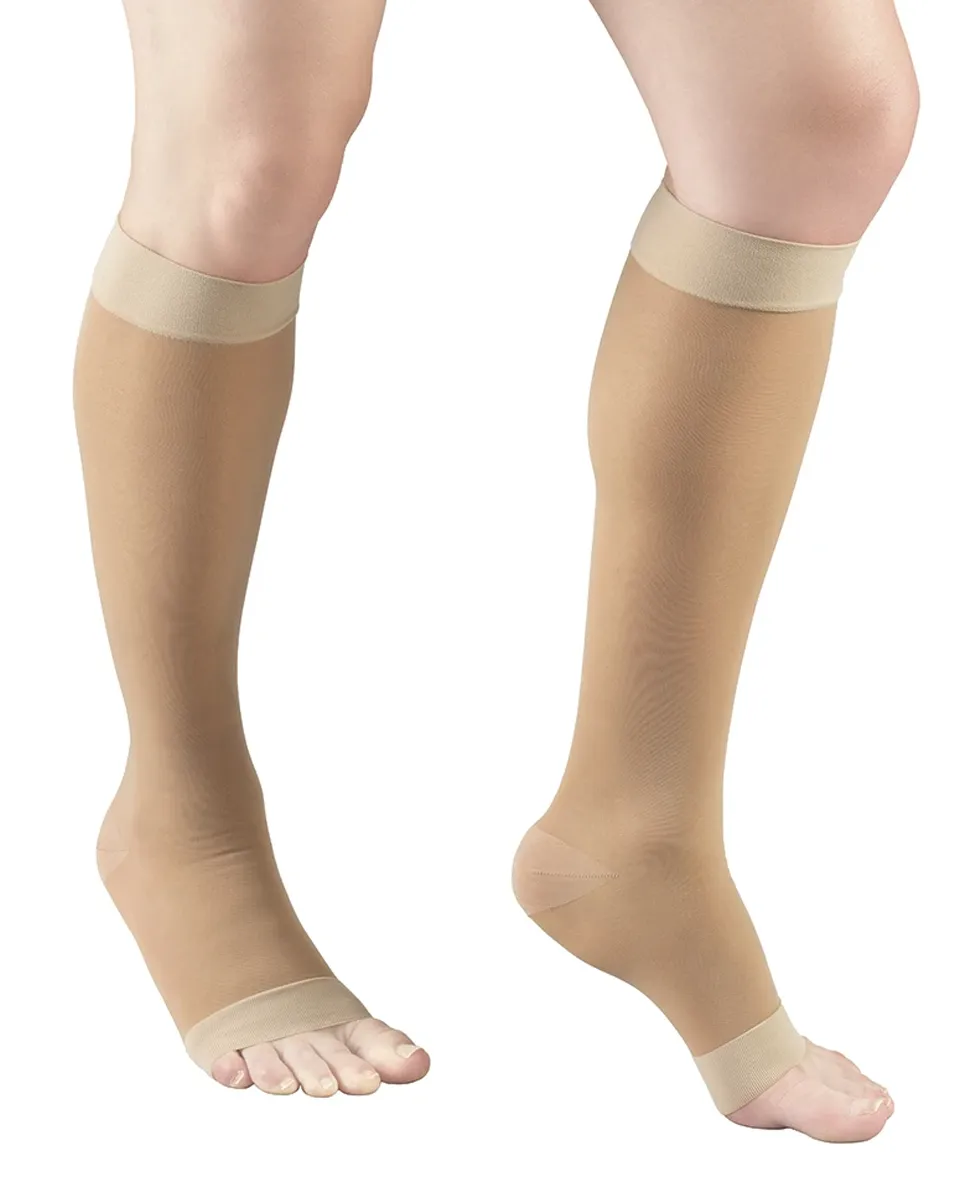 TRUFORM Women's LITES OPEN TOE Knee High Support Stockings 15-20 mmHg